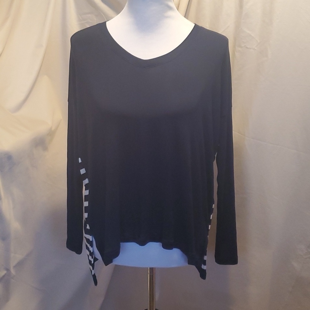Cabi Stripe and Solid Long Sleeve Top SZ XS